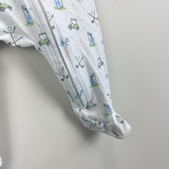 Magnolia Baby Tiny Tee Time Print Zip Footie Newborn - Picture 3 of 6